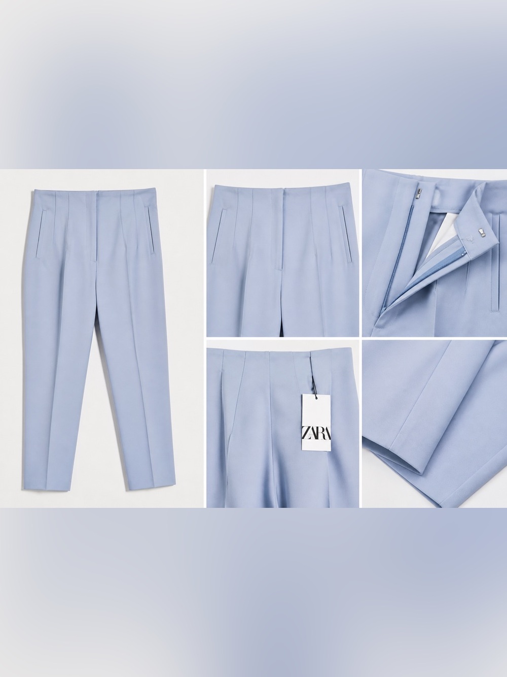 Zara Pastel Blue Tailored Crop Trousers